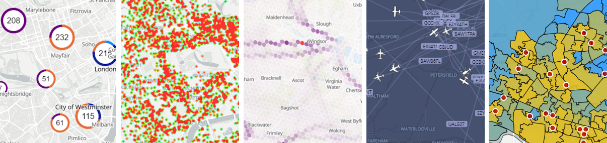 Examples of data-bound objects in Icon Map Pro