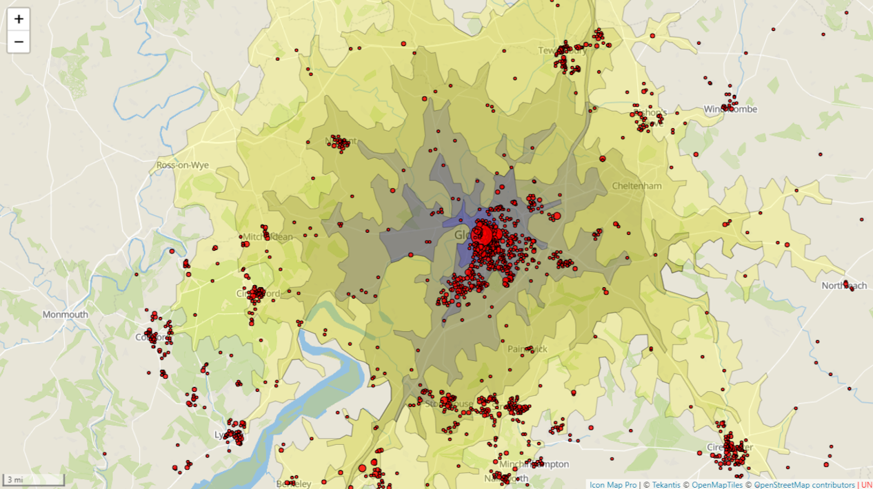 Driving Distance as a Isochrone